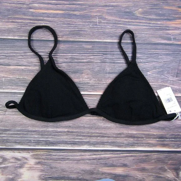 Good American NEW 4XL Size 7 C Cup Black Triangle Bra Crinkle Swim Beach Summer - Picture 1 of 5